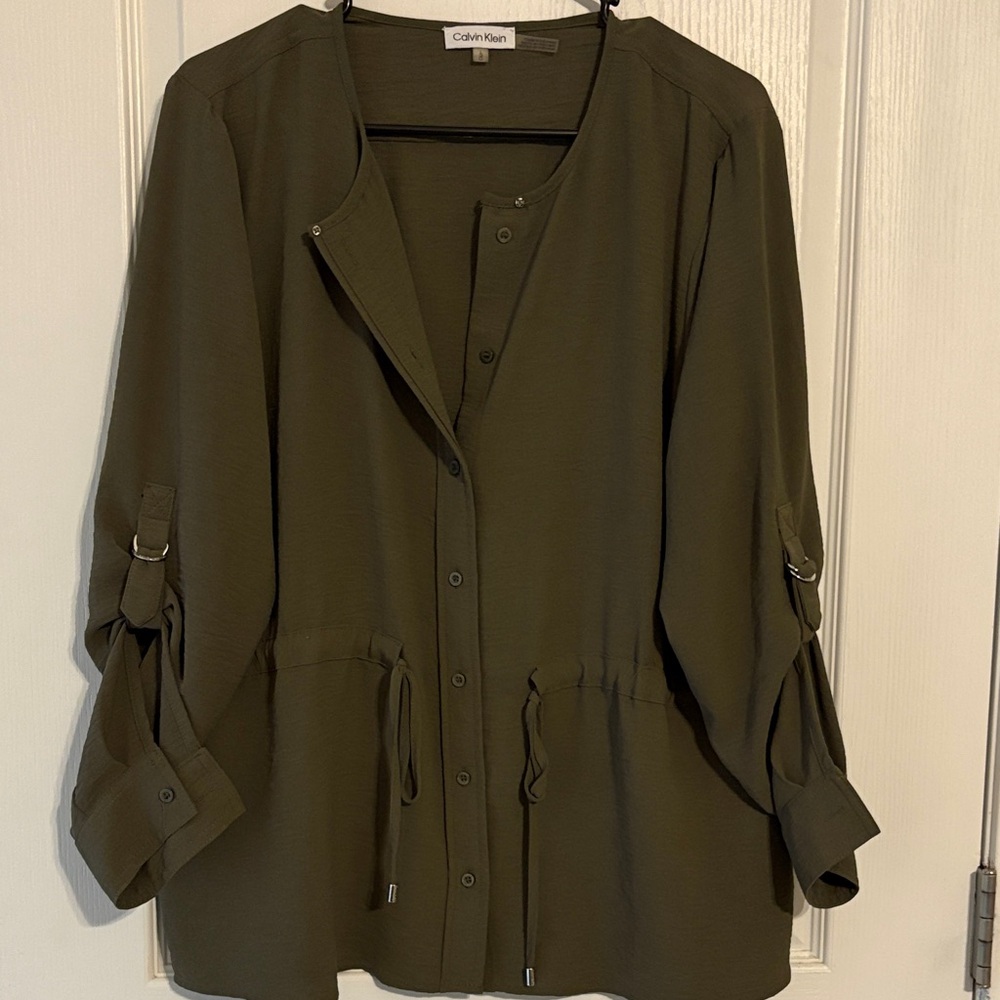 Calvin Klein Army Green Shirt Sz L